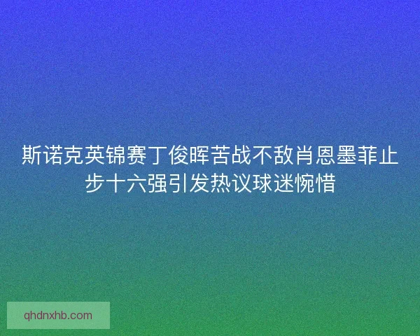 斯诺克英锦赛丁俊晖苦战不敌肖恩墨菲止步十六强引发热议球迷惋惜